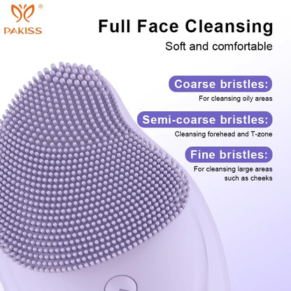 PAKISS Multifunctional  Electric Silicone Face Brush - Deep Pore Cleanser for Blackheads, Oil Control & Makeup Removal