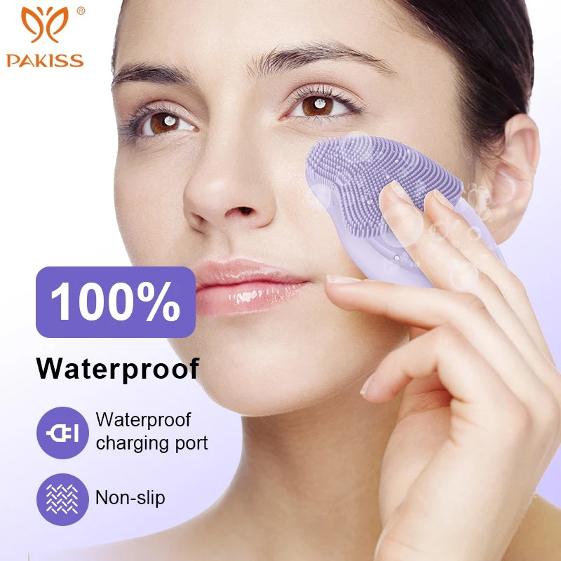 PAKISS Multifunctional  Electric Silicone Face Brush - Deep Pore Cleanser for Blackheads, Oil Control & Makeup Removal